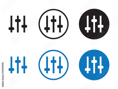 sound volume level icon, control panel slide icon, sound audio equalizer level icons, sound controller icon, Adjustment settings slider icon, 