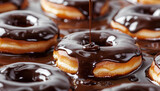 Many sweet tasty donut with chocolate