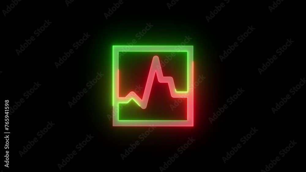 Neon diagnostic icon green red color glowing animation black background Neon diagnostic icon green red color glowing animation black background