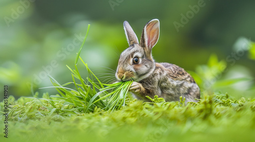 A Short-Eared Rabbit in a Vibrant Meadow © DY