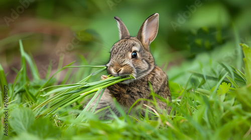 A Short-Eared Rabbit in a Vibrant Meadow