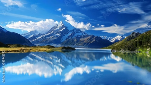 New Zealand boasts stunning natural landscapes with beautiful mountains and lakes.