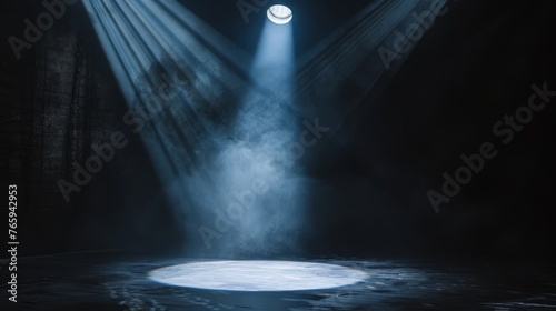 Stage Spotlight with smoke and spotlights  Stage Spotlight on a black background