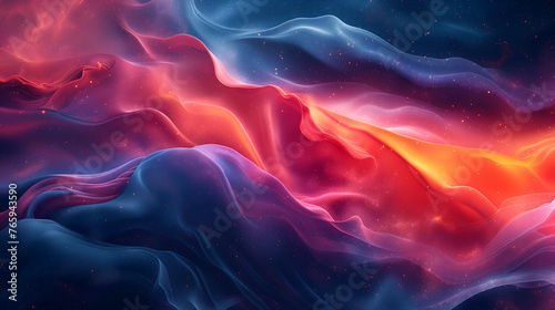 Abstract wavy background with vibrant colors and sparkling particles