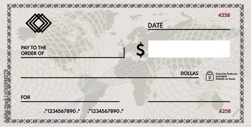 blank check with free space for writing. blank check - vector illustration