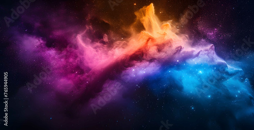 A cosmic nebula illustration, with swirling gas clouds and vibrant colors, representing the birthplaces of stars in the cosmos. Concept of stellar creation. Generative Ai.