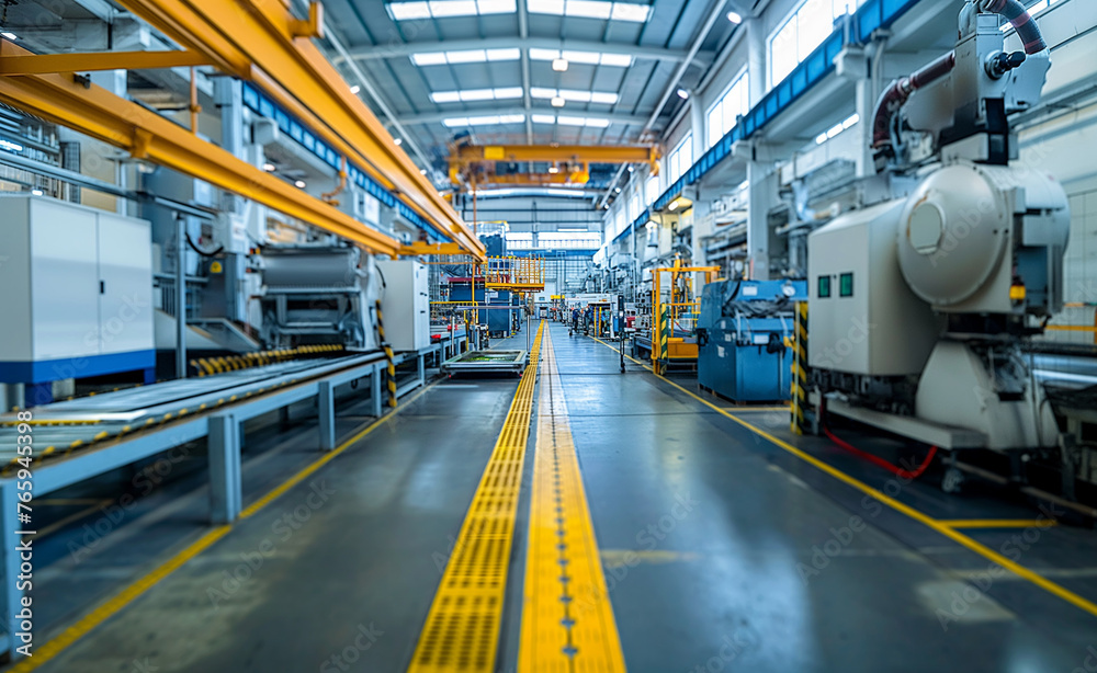 Modern Industrial Marvel: Machinery Amidst Yellow Pathway Modern Industrial Marvel: Machinery Amidst Yellow Pathway