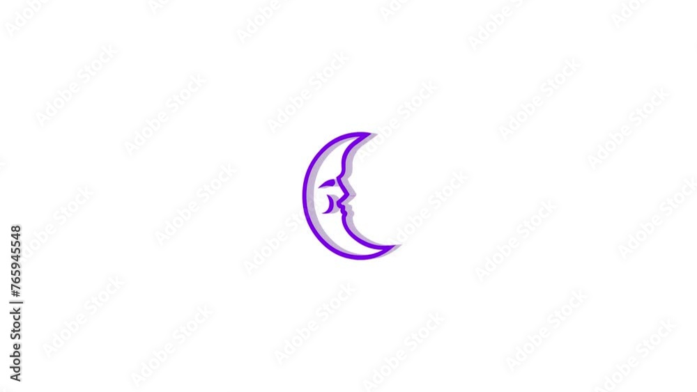 3d moon logo icon loopable rotated purple color animation on white background 3d moon logo icon loopable rotated purple color animation on white background