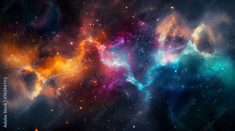 Cosmic Symphony: Abstract Multicolored Background Evoking the Infinite Beauty and Mystery of the Galaxy, A Kaleidoscope of Cosmic Colors in a Captivating Display.