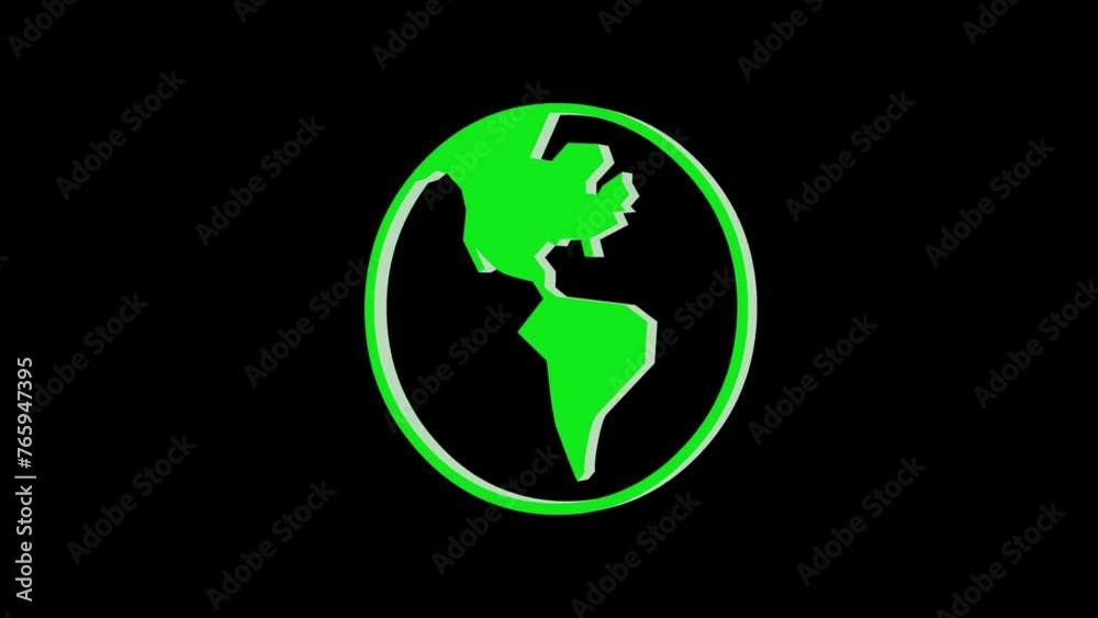 3d western hemisphere map logo symbol loopable rotated green color animation on black background 3d western hemisphere map logo symbol loopable rotated green color animation on black background