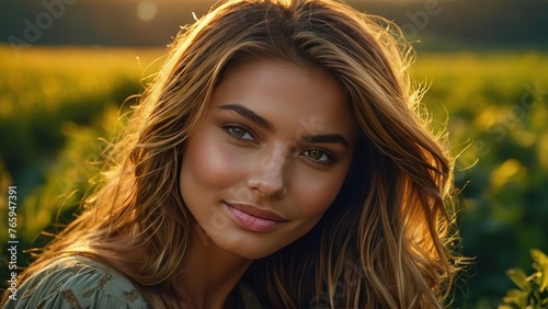 A Strikingly Beautiful Alluring Supermodel Artist with Hot Pose, Beautiful Woman Face Mockup