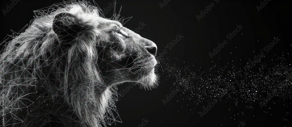 Lion. Digital polygon illustration - obrazy, fototapety, plakaty 
