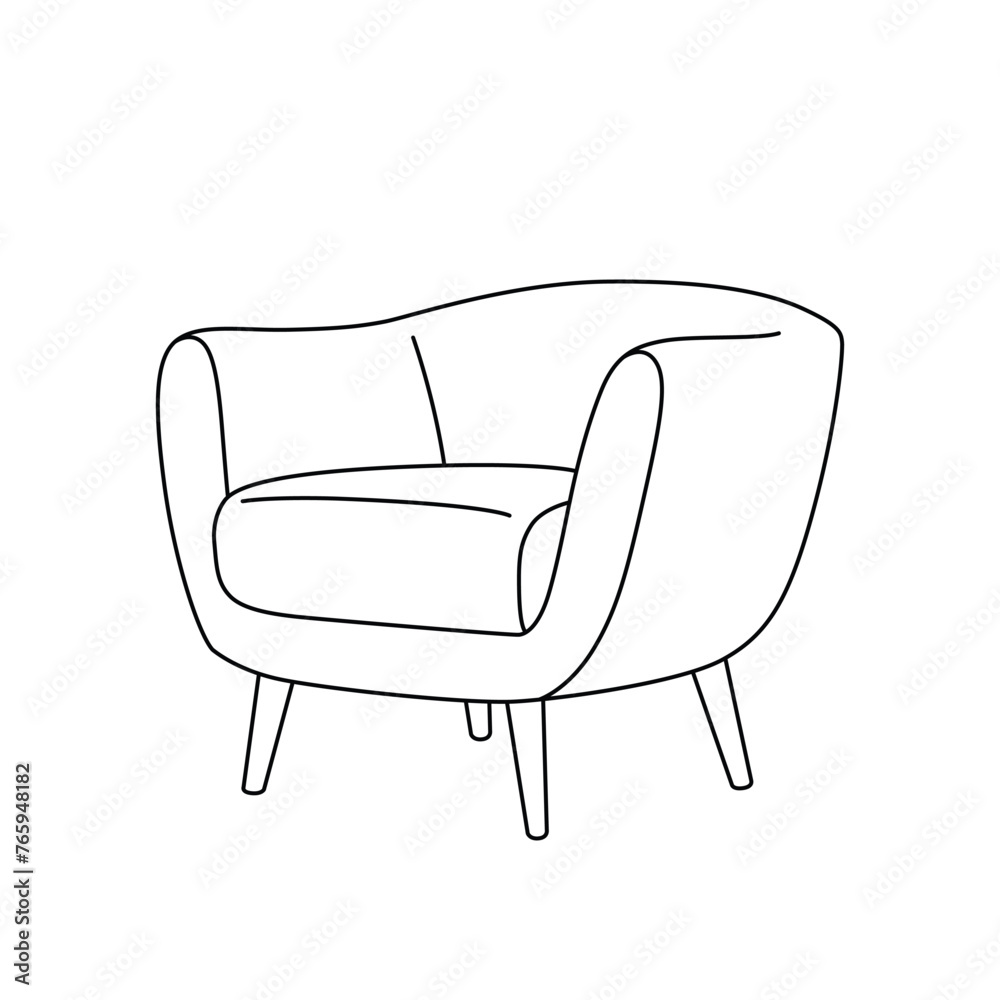 Armchair outline icon. Chair line illustration. Linear illustration of trendy soft furniture. Vector armchair sketch isolated on white background. Armchair outline icon. Chair line illustration. Linear illustration of trendy soft furniture. Vector armchair sketch isolated on white background.