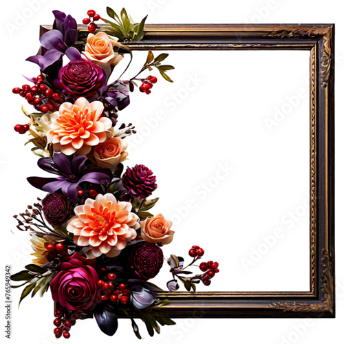 Bouquet frame decoration planted, floral roses image	
