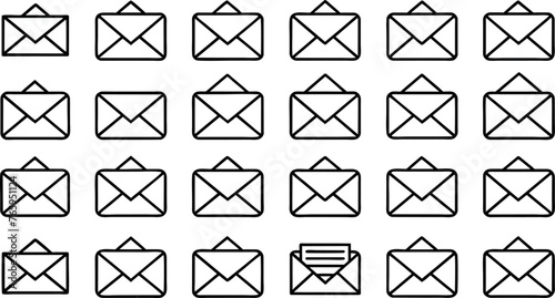 Black emails vector icon pack