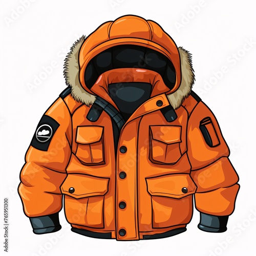 an orange jacket with fur hood