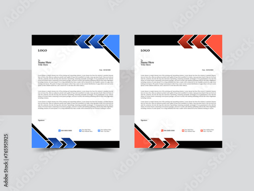 Modern creative & clean business style letterhead of your corporate project design.  Print with vector & illustration. 