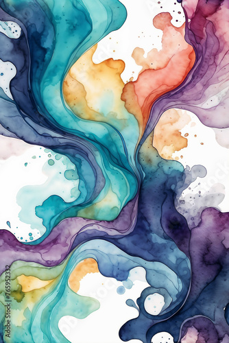 Abstract Jewel-Toned Watercolor Marble Pattern Background