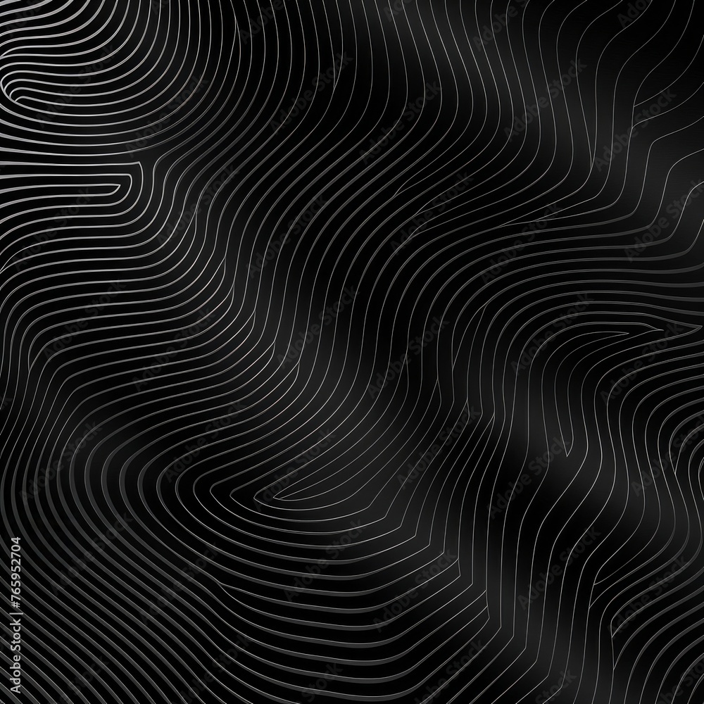 Black abstract background design. Modern wavy line pattern in monochrome colors. Premium stripe texture for banner, business backdrop. Dark horizontal vector template. Generative AI