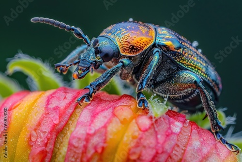 A black beetle on a flower bud © ЮРИЙ ПОЗДНИКОВ