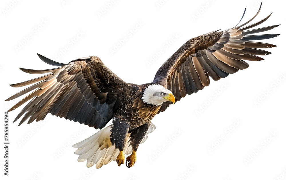 Fototapeta premium American bald eagle isolated on white or transparent background