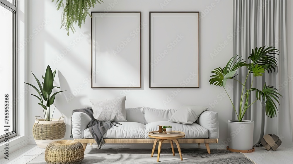 Fototapeta premium Elegant Interior Mockup Frame with Modern Decor