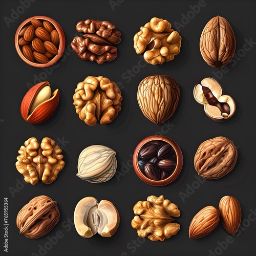 Natural background made from different kinds of nuts.