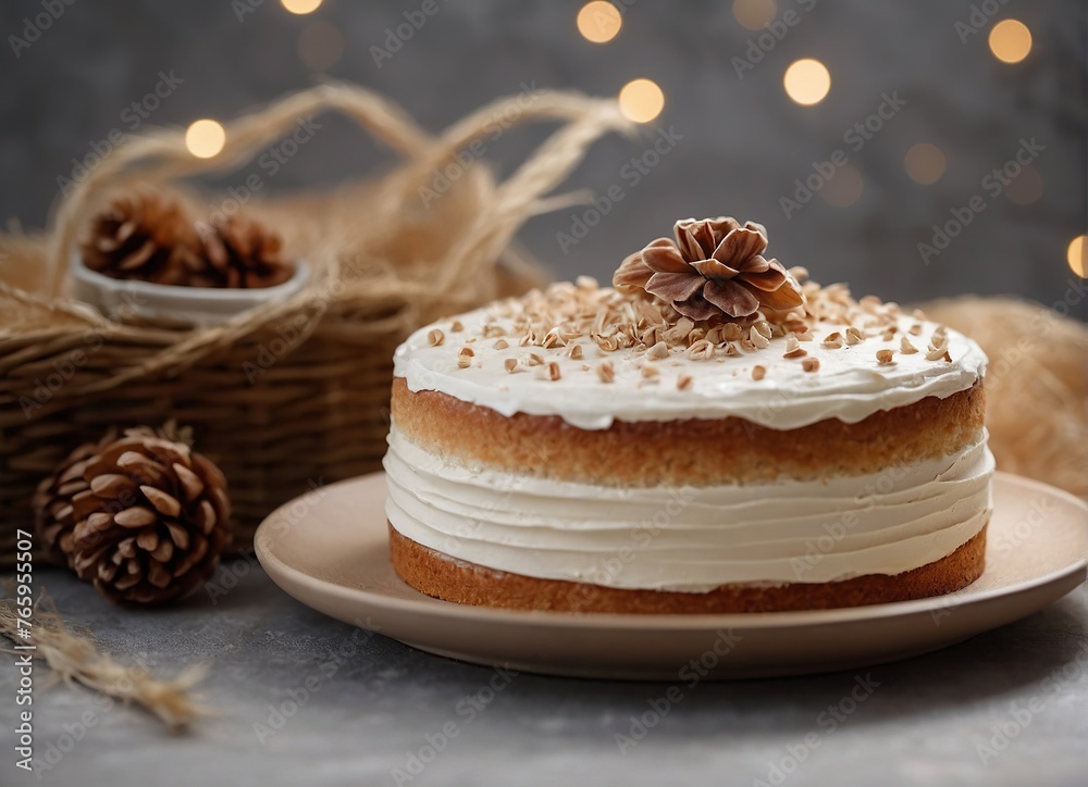 A small portioned cake in soft coffee and milky shades. A small portioned cake in soft coffee and milky shades.
