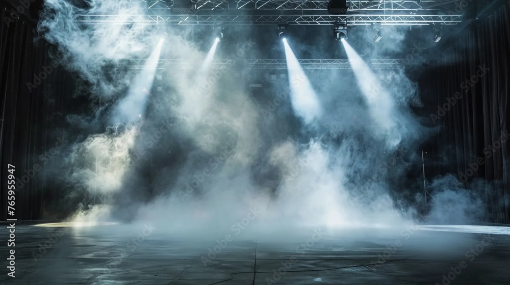 Empty stage with smoke, public speaking background