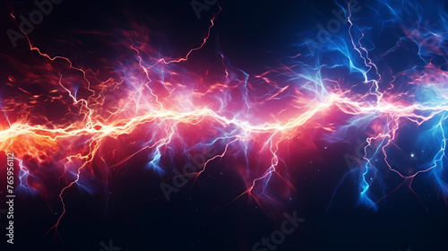 Abstract futuristic background with electric neon waves, electric light effect © jiejie