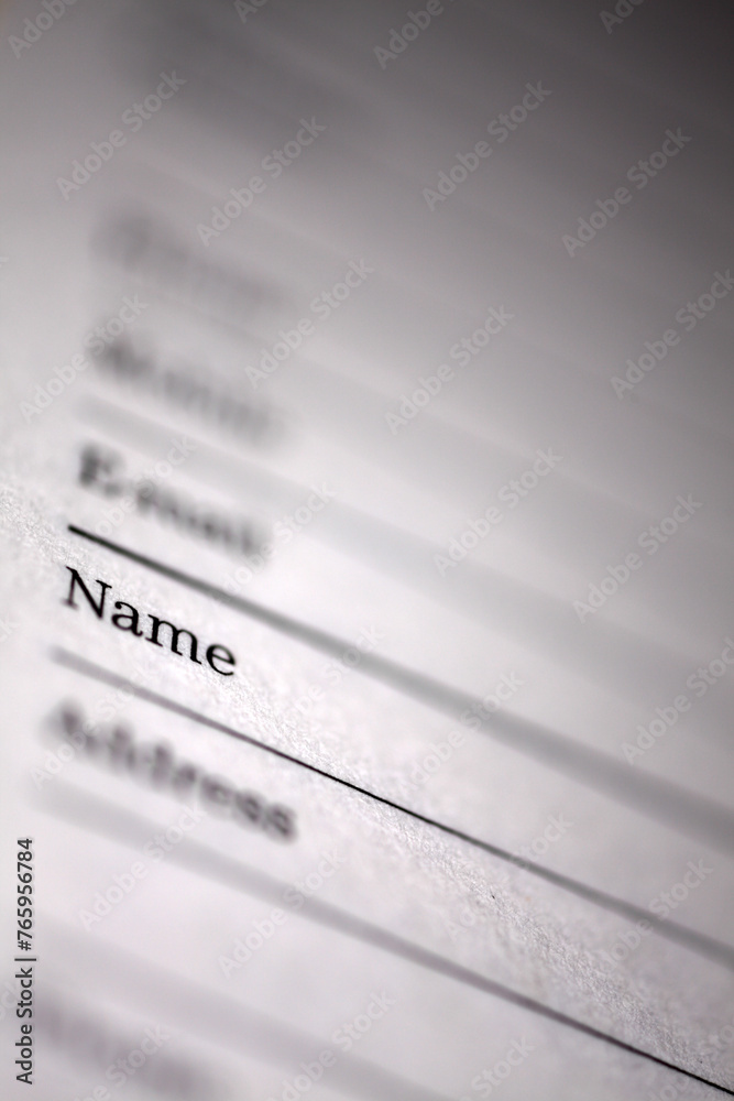 Address book page - shallow depth of field - focused on name