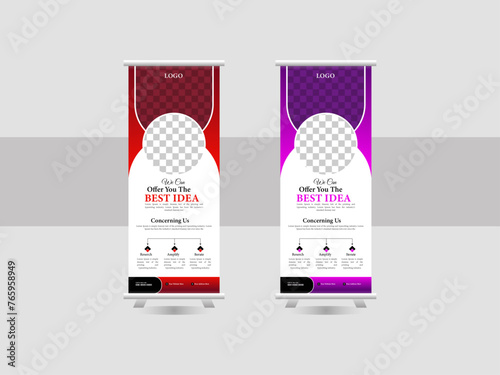 Business roll up banner. Corporate Roll up background for Presentation.  X-stand for commercial and multipurpose use creative business agency roll up banner design.