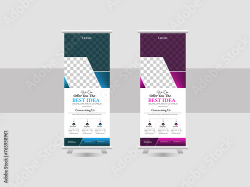 Business roll up banner. Corporate Roll up background for Presentation.  X-stand for commercial and multipurpose use creative business agency roll up banner design.