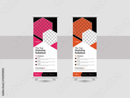 Business roll up banner. Corporate Roll up background for Presentation.  X-stand for commercial and multipurpose use creative business agency roll up banner design.
