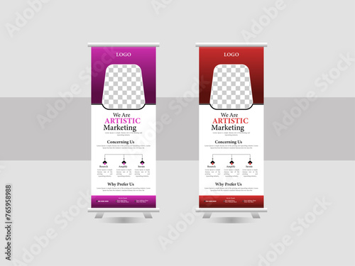 Corporate roll-up banner for your business. Business roll up banner design for business events, annual meetings, presentations, marketing, promotions and advertising.