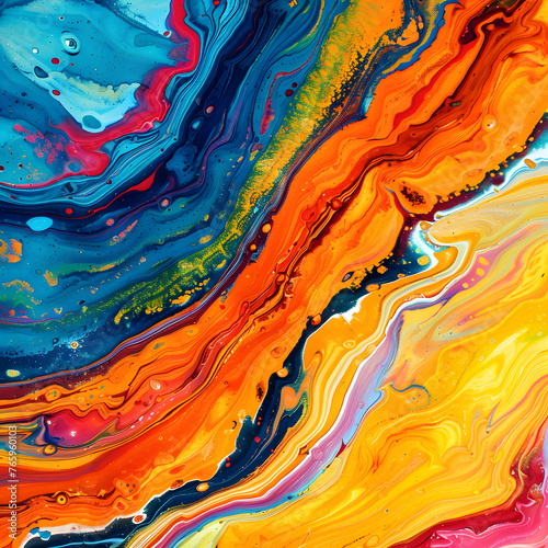 acrylic paint ink painted waves paint texture colorful and eye-catching background, rainbow waves