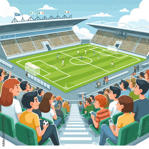 watching soccer from tribune supporter