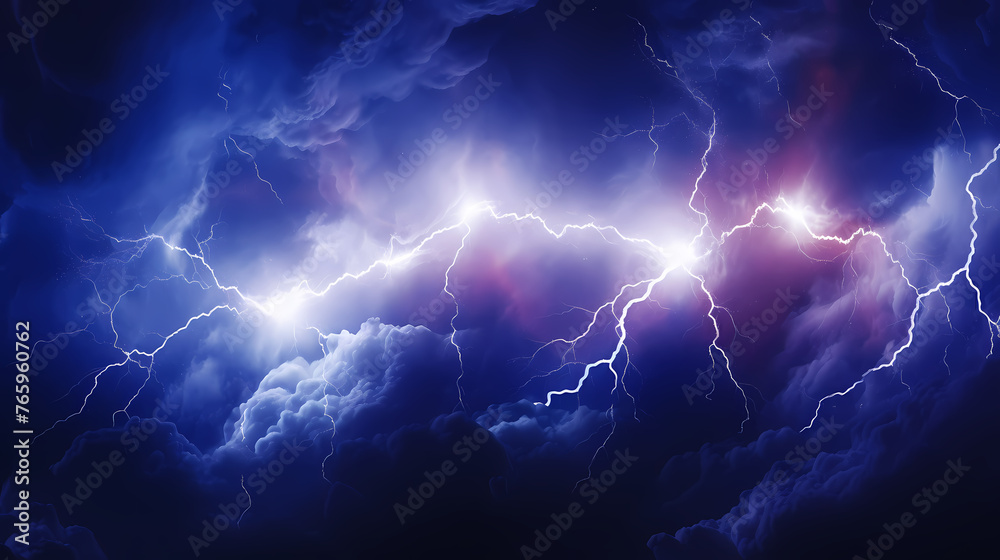 Fototapeta premium Thunderstorm, lightning and thunder in fantasy landscape