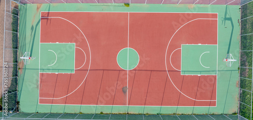 Aerial view on a basketball court in corfu island,Greece