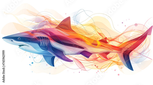 Abstract Shark with Colorful Wave Patterns