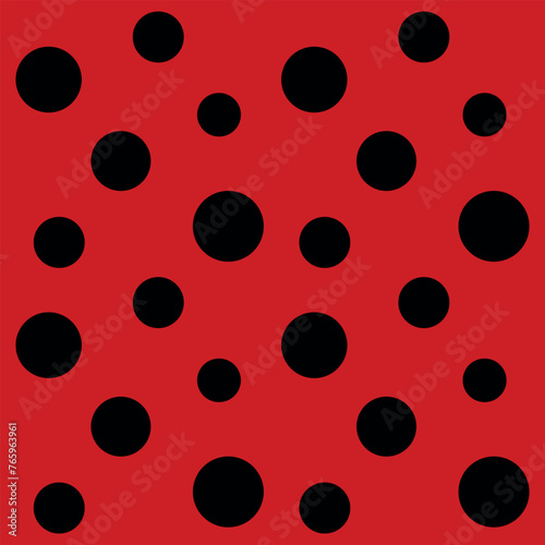 ladybug pattern, seamless vector illustration with red background and black spots, ladybird bug polka dot print for textile, fashion, scrapbook paper, wallpaper
