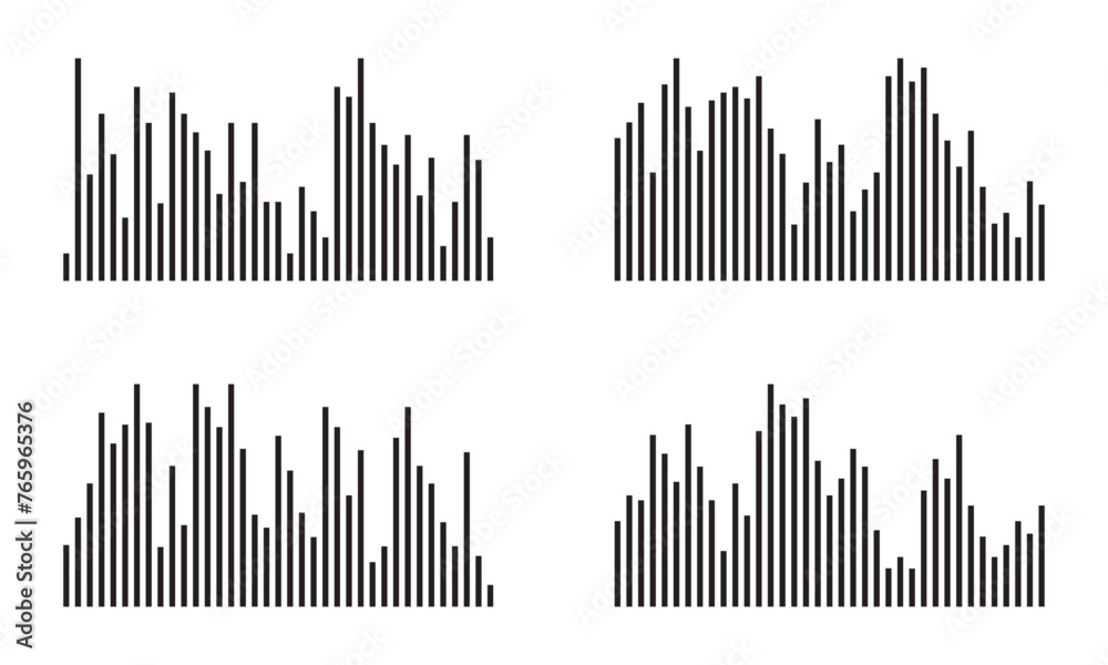 illustration of abstract equalizer, volume, audio waves set