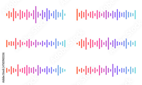 vector illustration set of audio waves with gradient