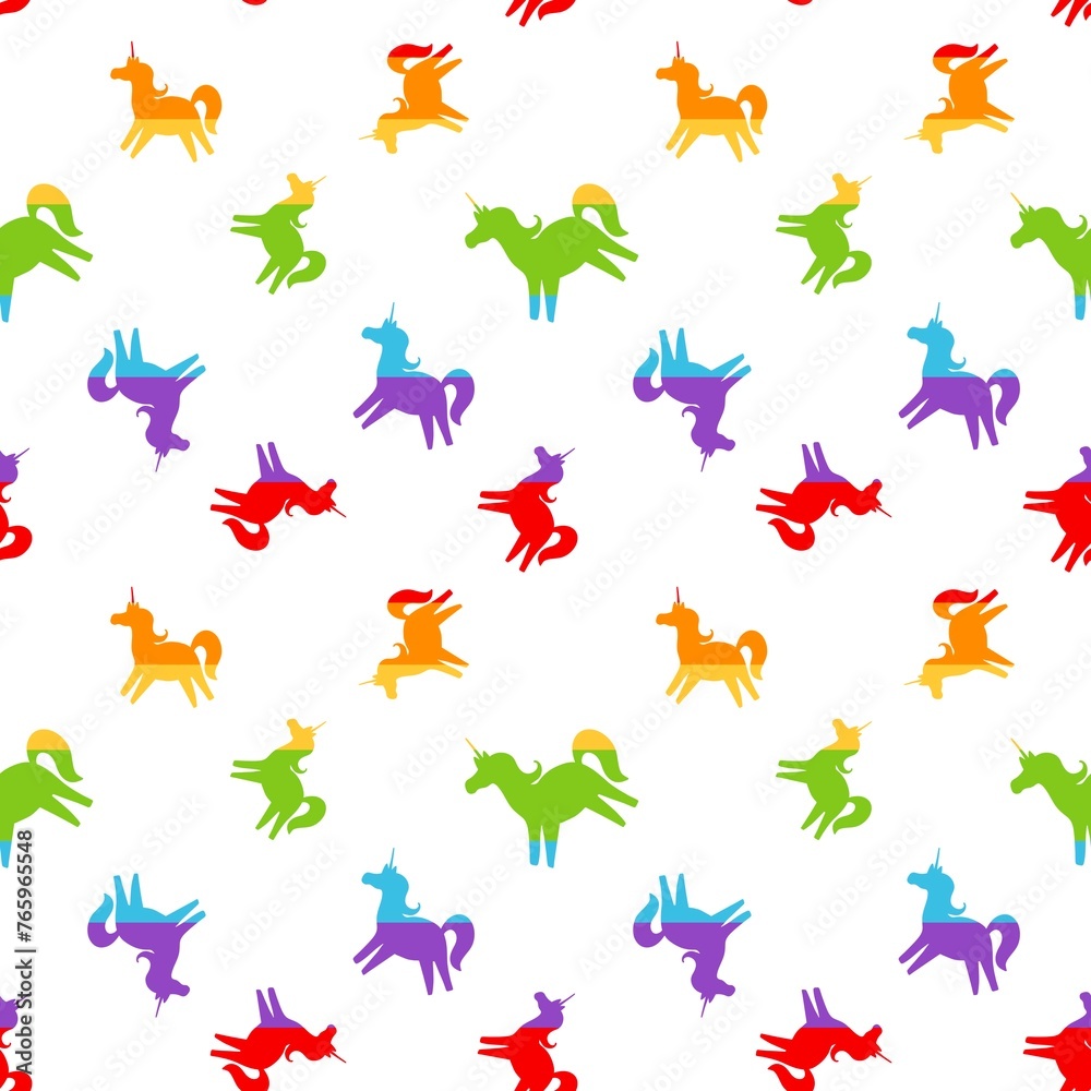 Rainbow lgbt pride animals unicorns seamless horse pattern for fabrics and wrapping paper and party summer textiles