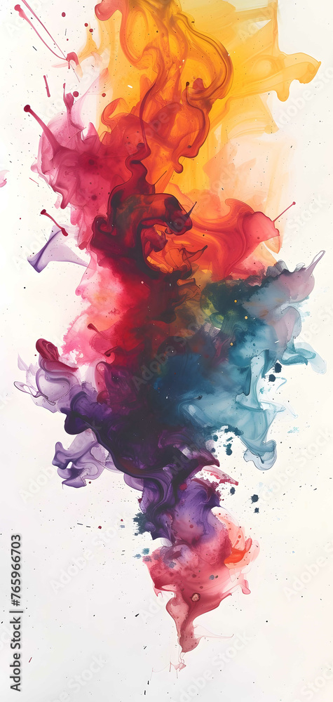 Background of rainbow-colored paint powder splash, color powder explosion