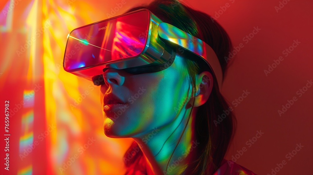 Fototapeta premium woman with VR glasses