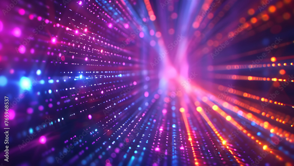 Abstract neon light background with vibrant pink, yellow, and blue neon lines, creating an intense and dynamic atmosphere reminiscent of particle acceleration. High-speed movement and hyperspace. Abstract neon light background with vibrant pink, yellow, and blue neon lines, creating an intense and dynamic atmosphere reminiscent of particle acceleration. High-speed movement and hyperspace.