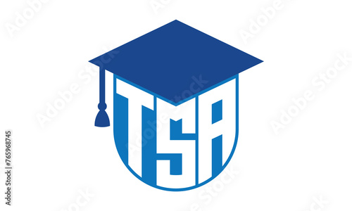 TSA initial letter academic logo design vector template. school college logo, university logo, graduation cap logo, institute logo, educational logo, library logo, teaching logo, book shop, varsity	
