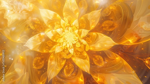 Radiant Blooms Abstract Auric Golden Floral Patterns photo