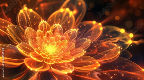 Abstract Radiance Golden Flowers in Auric Harmonious Patterns